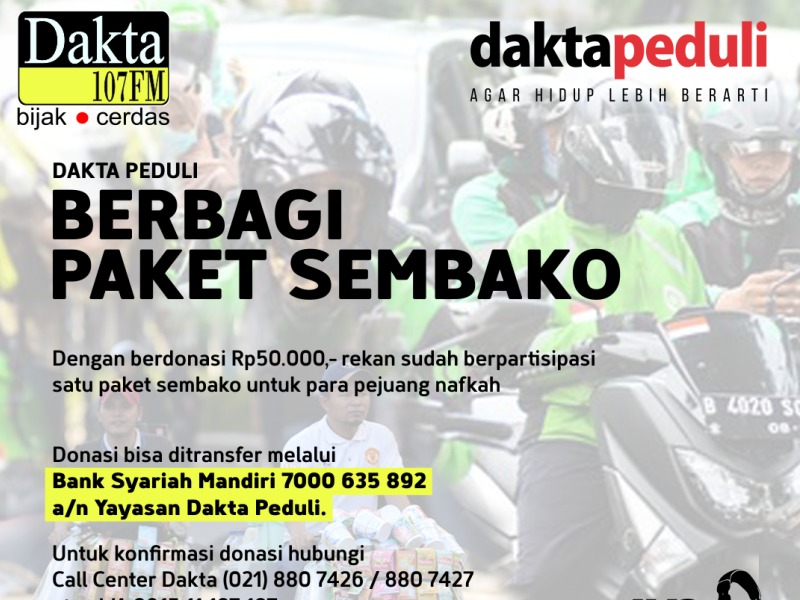 Dakta Peduli berbagi paket sembako